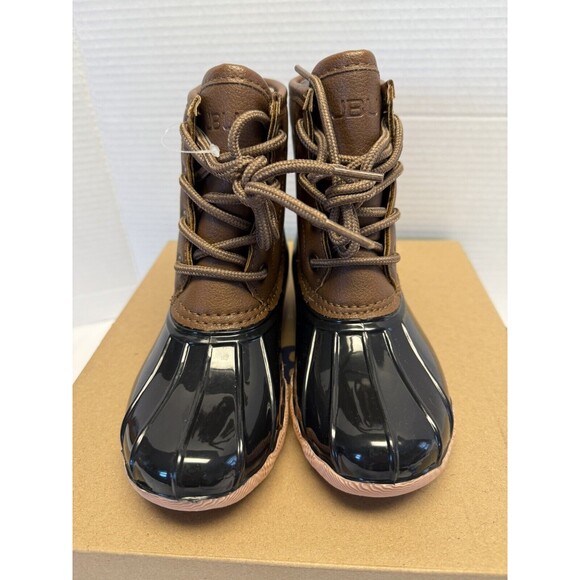 JBU Maplewood Girls/Boys Navy/Tan Waterproof Rubber Duck Boots  Size 12 New - Picture 3 of 13